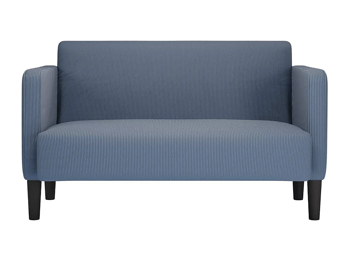 Divano a due posti blu 109 cm tessuto velluto a coste