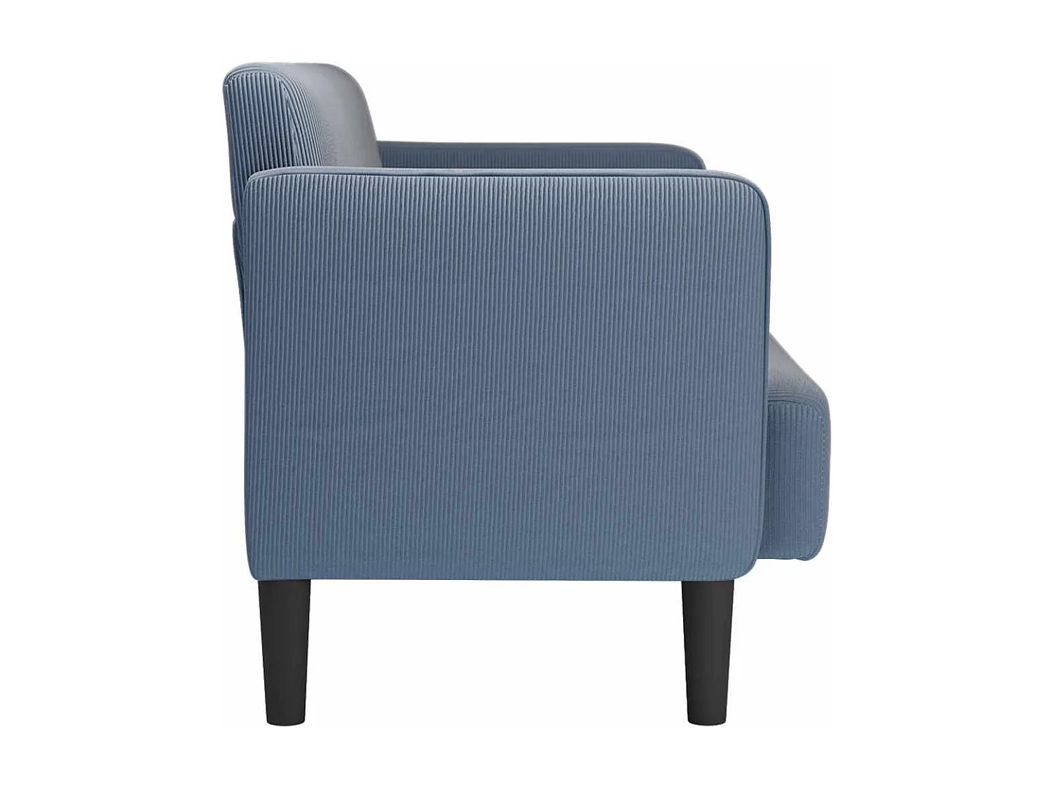 Divano a due posti blu 109 cm tessuto velluto a coste