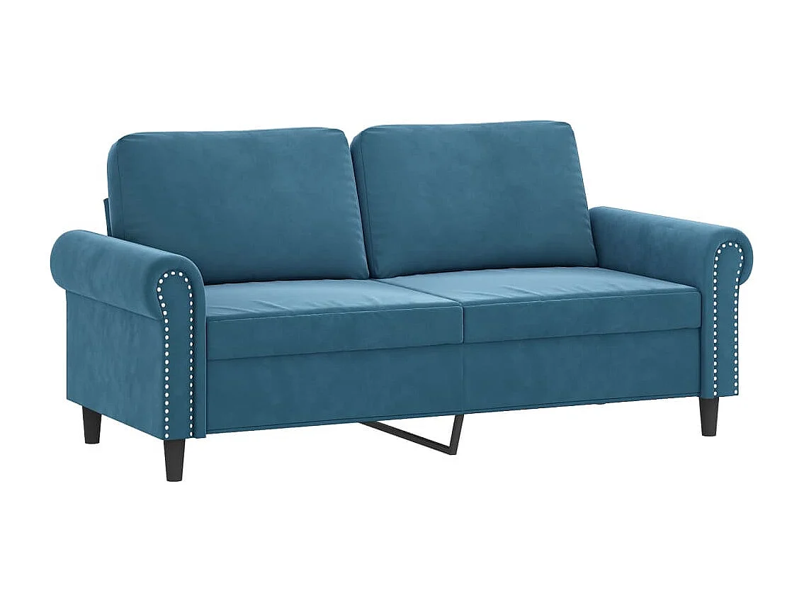Divano 2 posti con cuscini decorativi blu 140 cm velluto