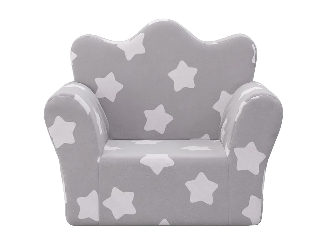 Sofá infantil gris claro con estrellas de peluche suave