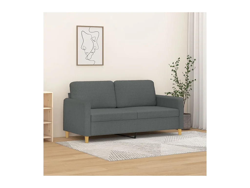 Canapé à 2 places Gris foncé 140 cm Tissu