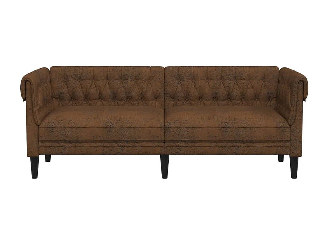 Canapé Chesterfield 3 places marron tissu