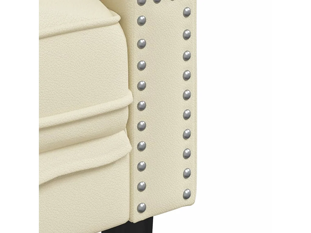 Conjunto de sofá Chesterfield 2 peças em couro sintético creme