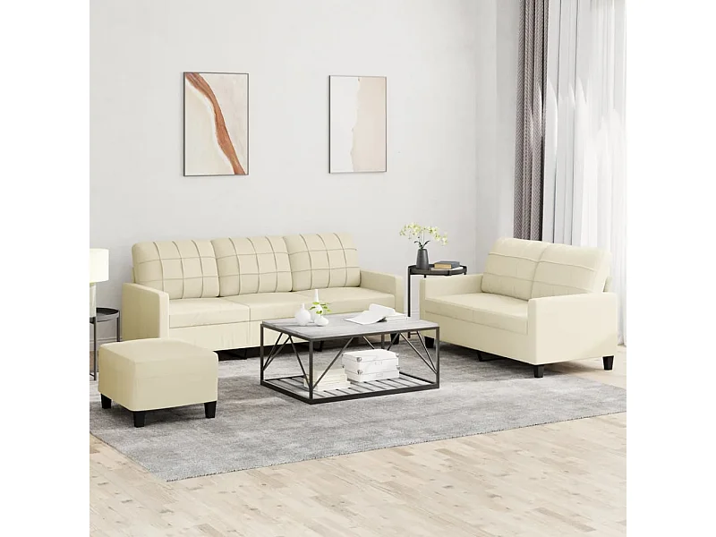 Ensemble de canapés 3 pcs avec coussins Crème Similicuir