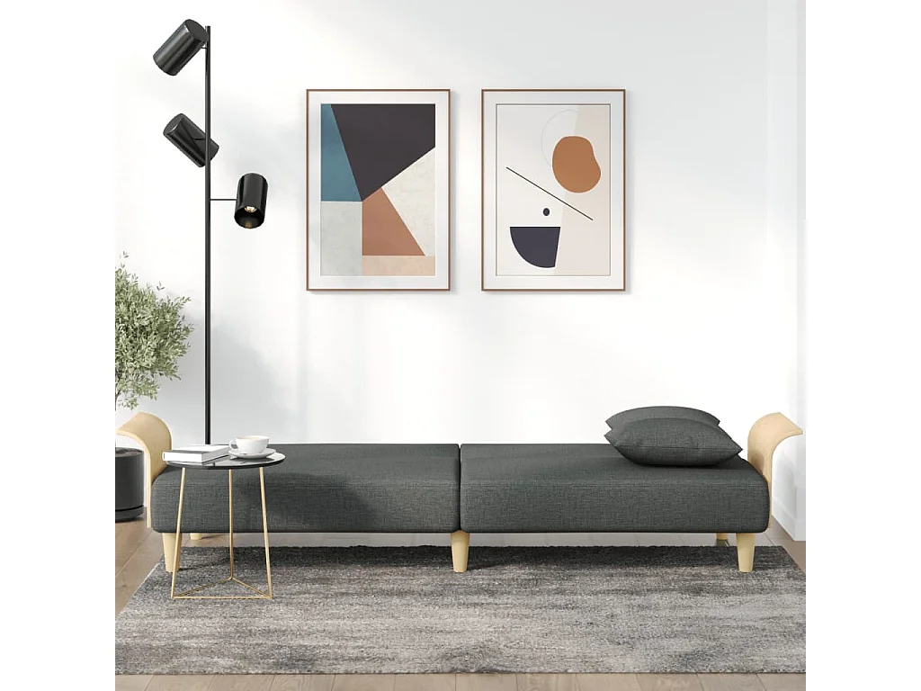 Donkergrijze stoffen slaapbank met armleuningen