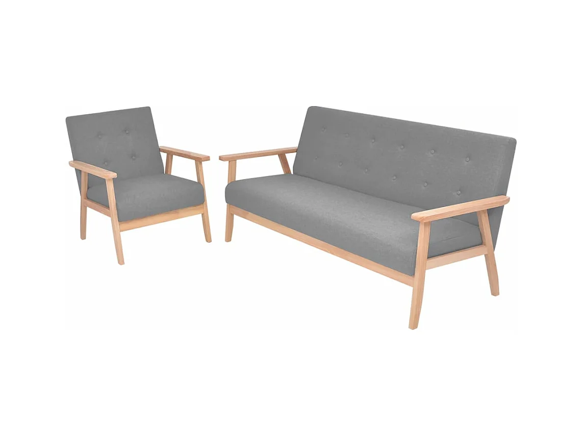 Ensemble de canapés 2 pcs Tissu Gris clair
