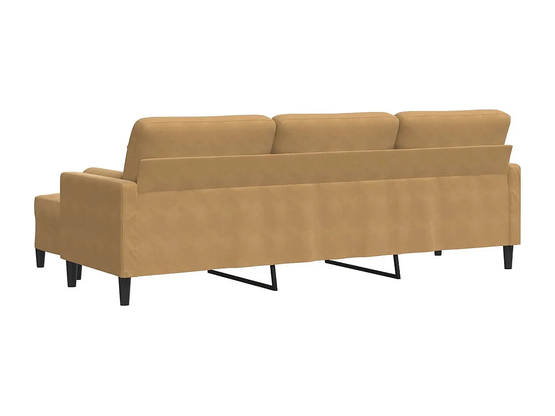 Divano 3 posti con poggiapiedi Marrone 210 cm Velluto