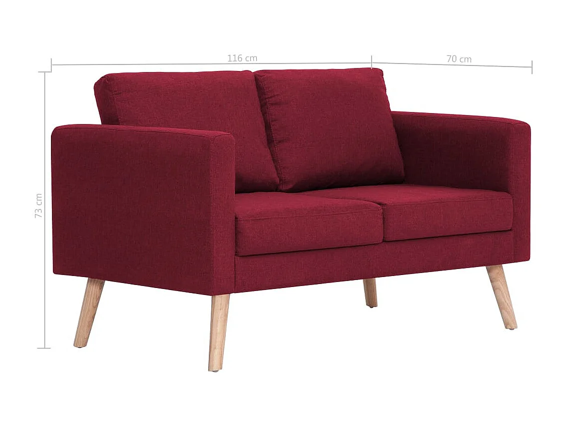 Divano 2 posti in tessuto rosso bordeaux