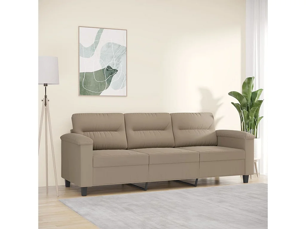 Canapé à 3 places Taupe 180 cm Tissu microfibre