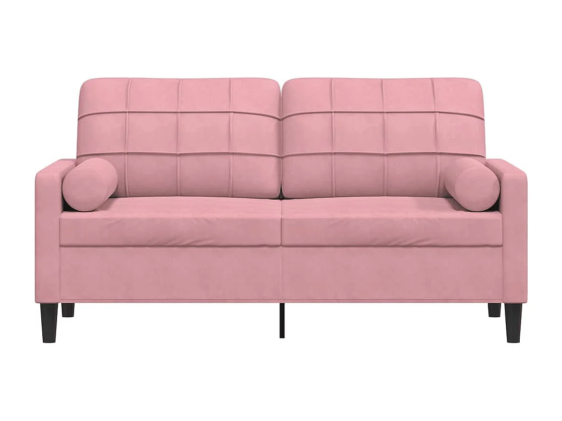 Sofá 2 lugares com almofadas decorativas rosa 140 cm veludo