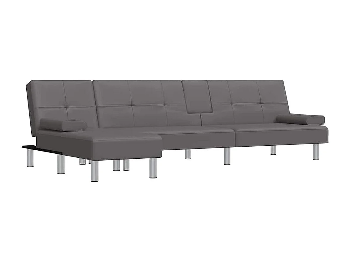 L-förmiges Schlafsofa grau 255x140x70 cm Kunstleder