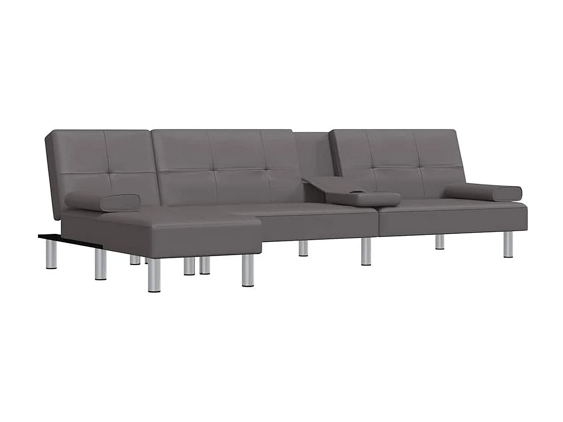 L-förmiges Schlafsofa grau 255x140x70 cm Kunstleder