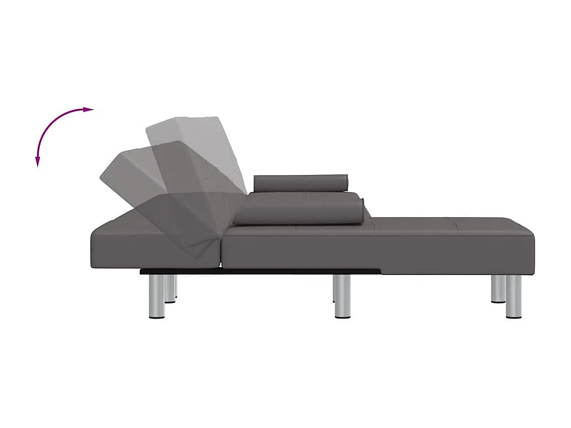 L-förmiges Schlafsofa grau 255x140x70 cm Kunstleder