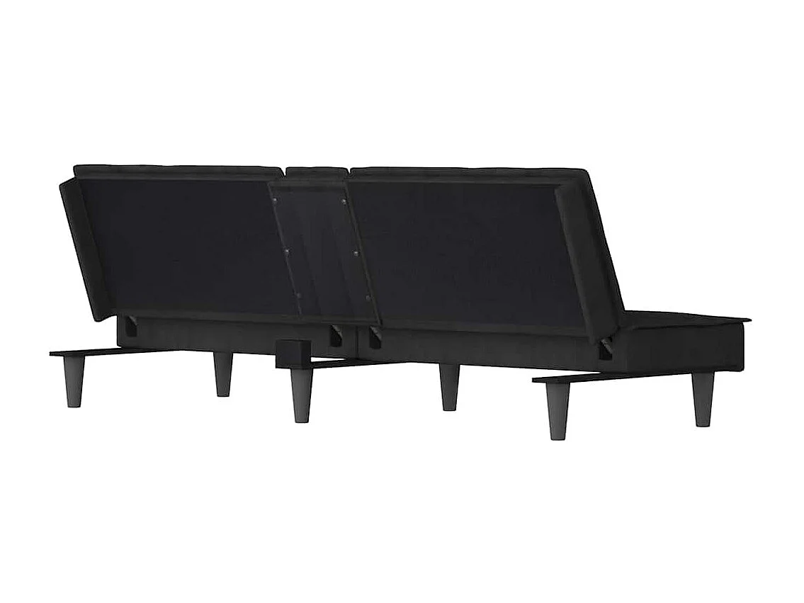 Divano letto in velluto nero con portabicchieri