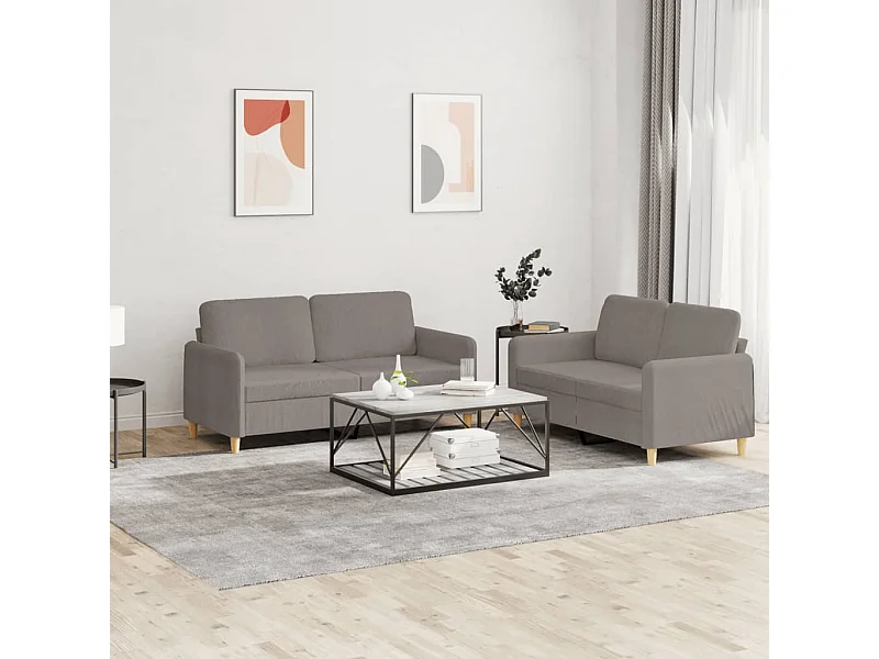 Ensemble de canapés 2 pcs avec coussins Taupe Tissu