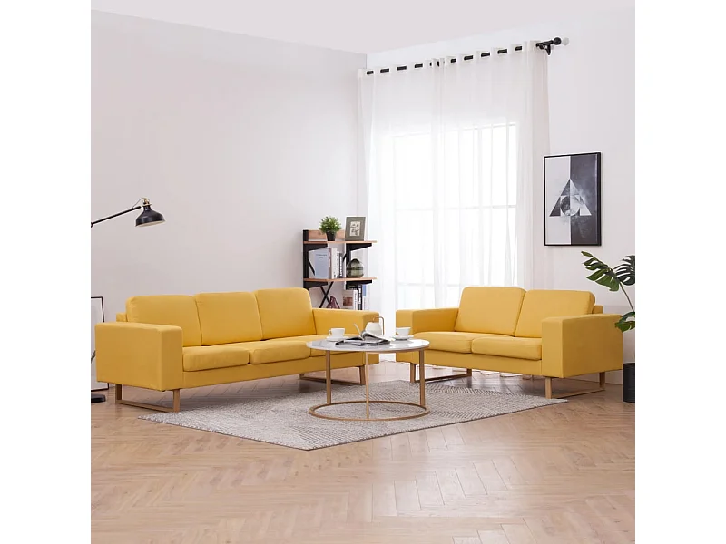 Set divano 2 pezzi tessuto giallo