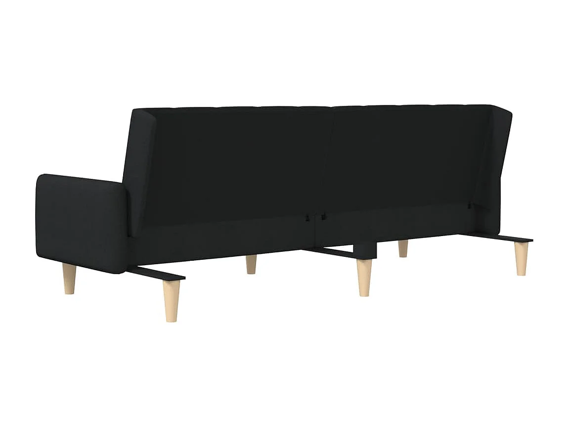 Canapé-lit à 2 places noir tissu
