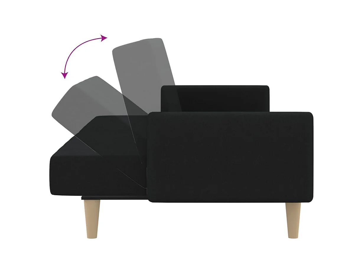 Divano letto 2 posti in tessuto nero