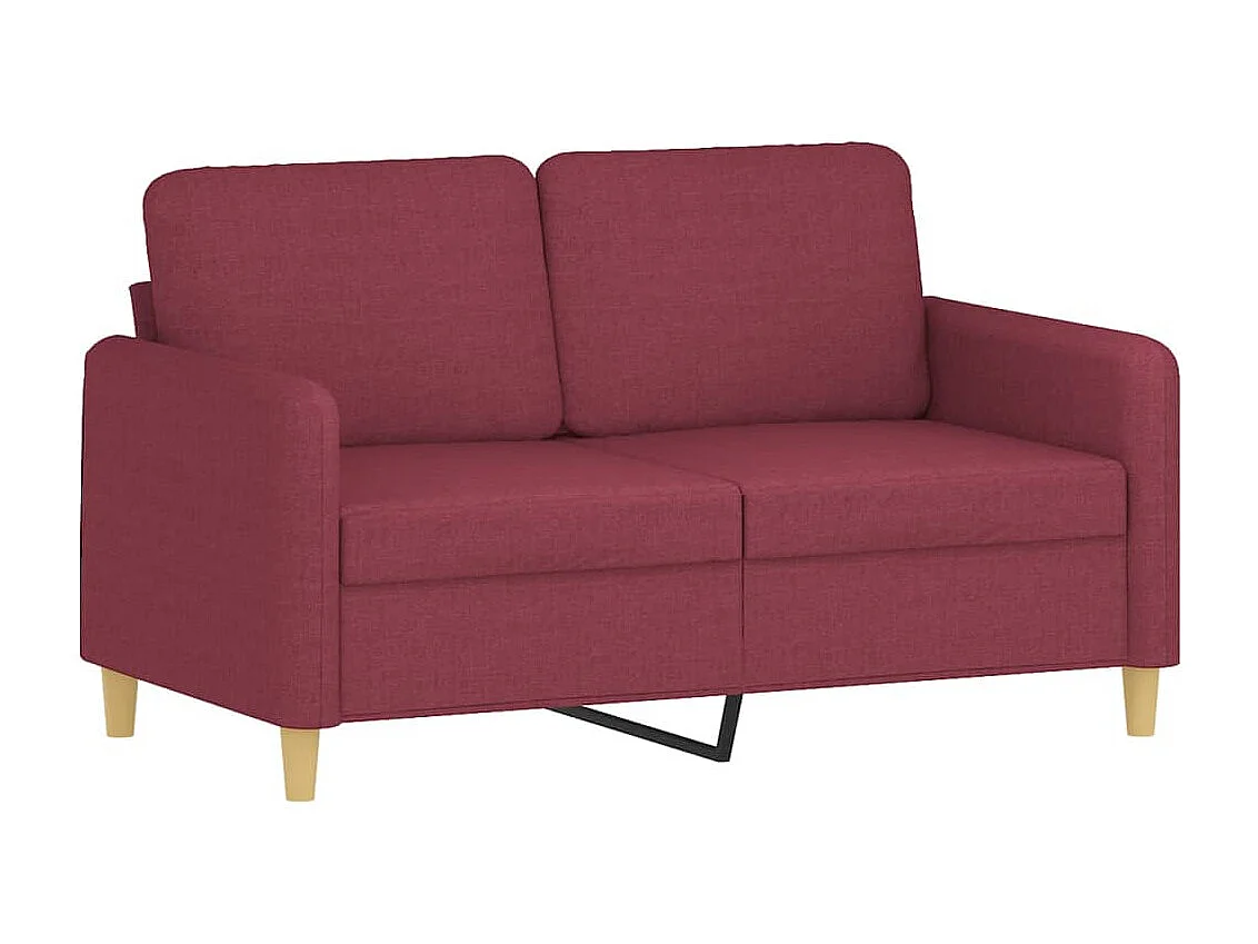 2-teiliges Sofa-Set mit Kissen, burgunderroter Stoff
