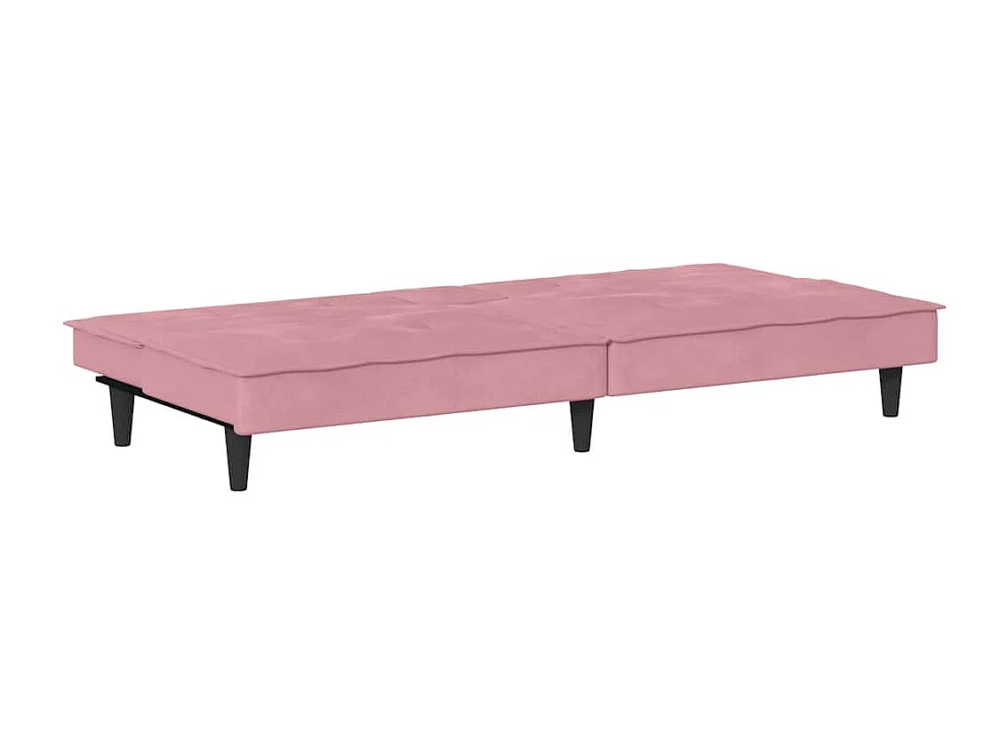 Divano letto con portabicchieri in velluto rosa