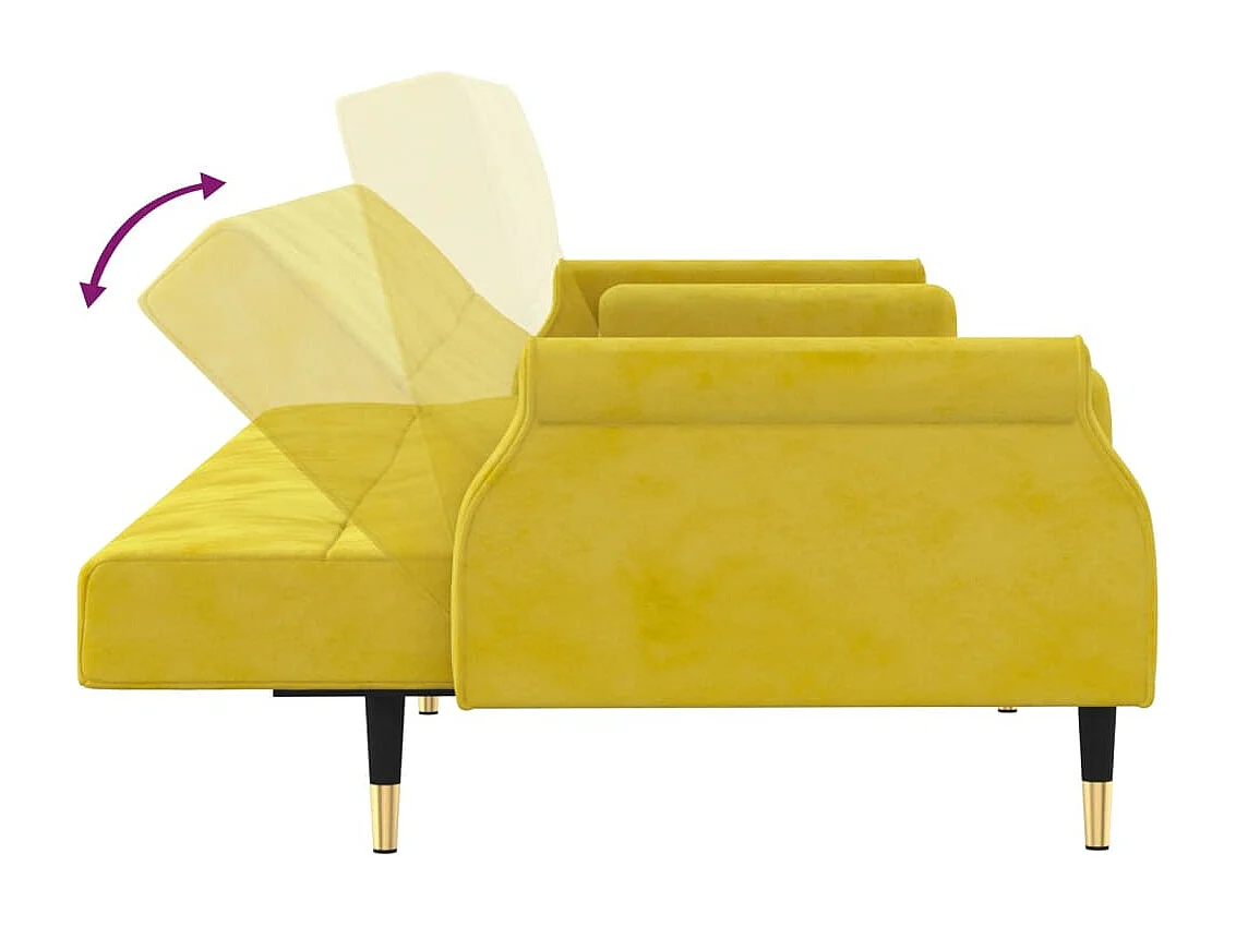Canapé-lit avec coussins jaune velours