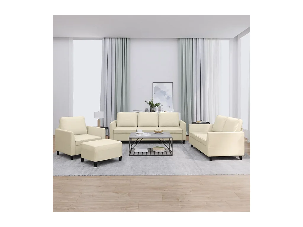 Ensemble de canapés 4 pcs avec coussins Crème Similicuir