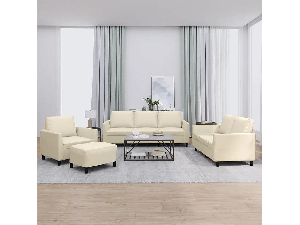 Ensemble de canapés 4 pcs avec coussins Crème Similicuir