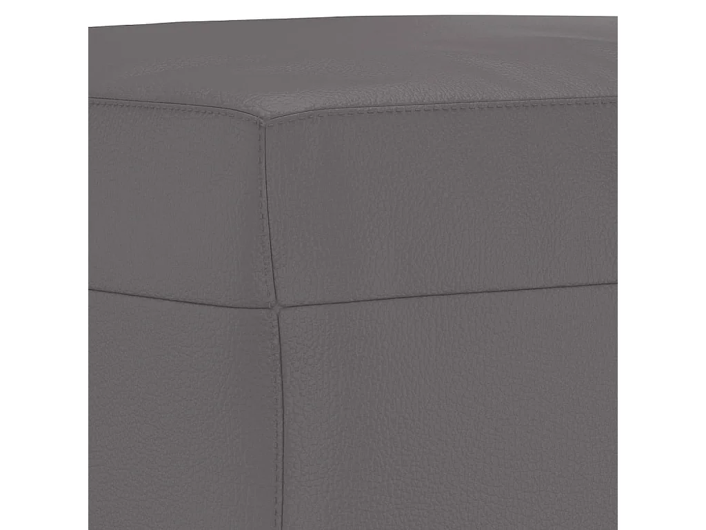 Conjunto de sofá de 3 peças com almofadas de couro sintético cinza