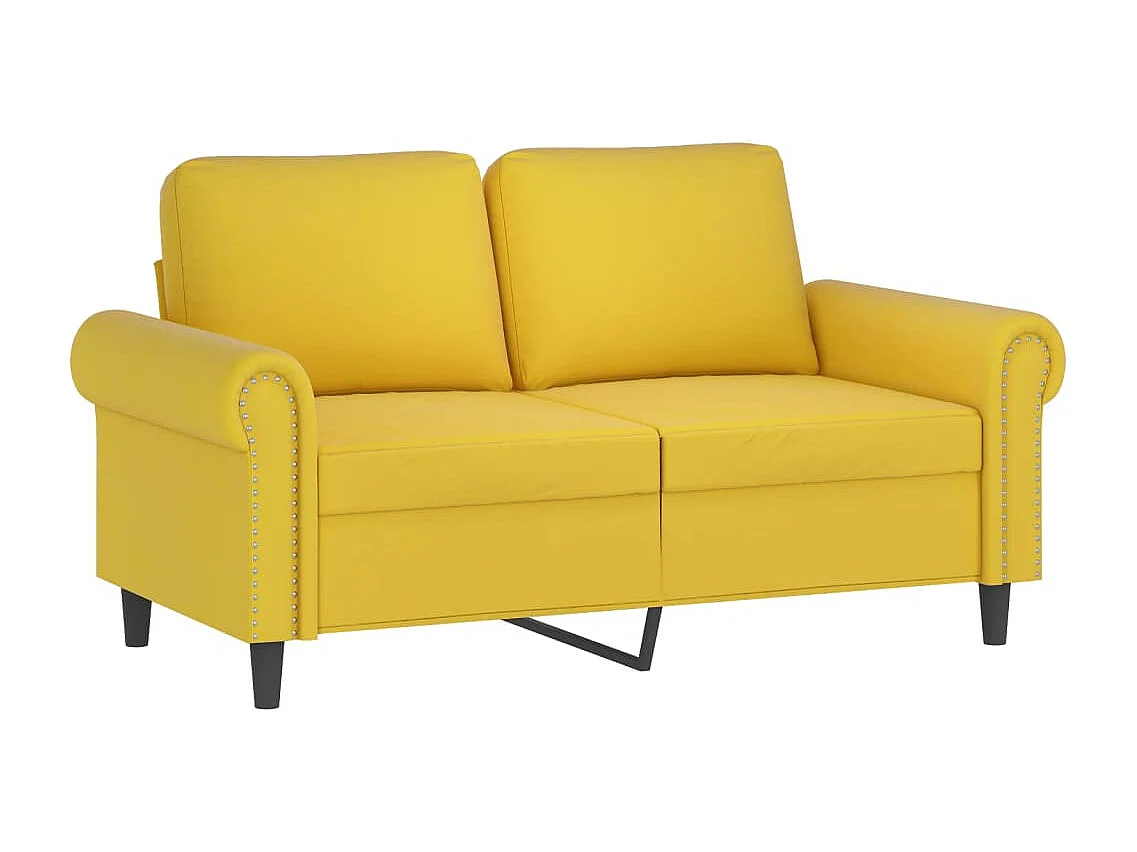 Conjunto de sofá de 4 piezas con cojines de terciopelo amarillo
