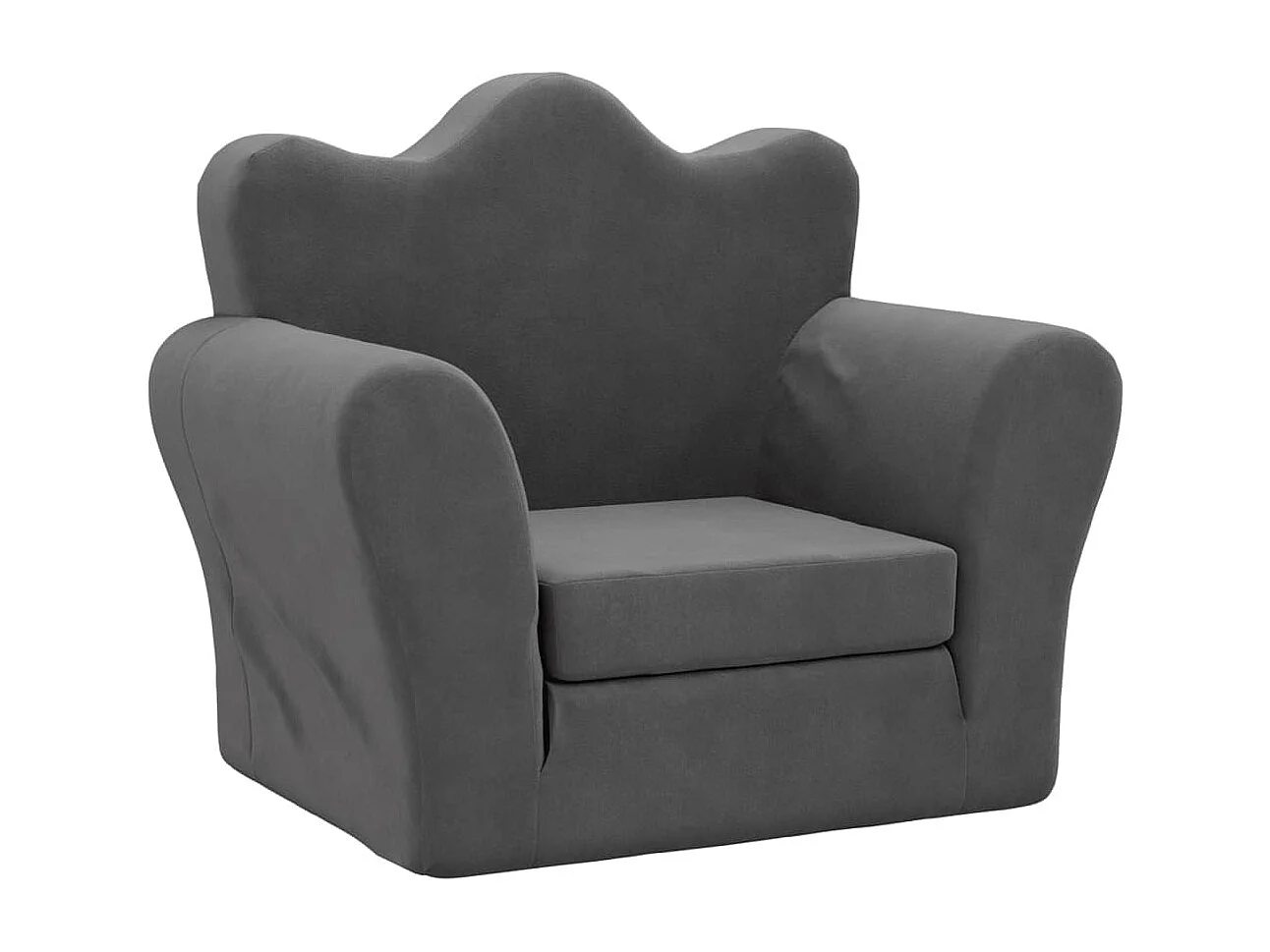 Sofá-cama infantil pelúcia macia antracite