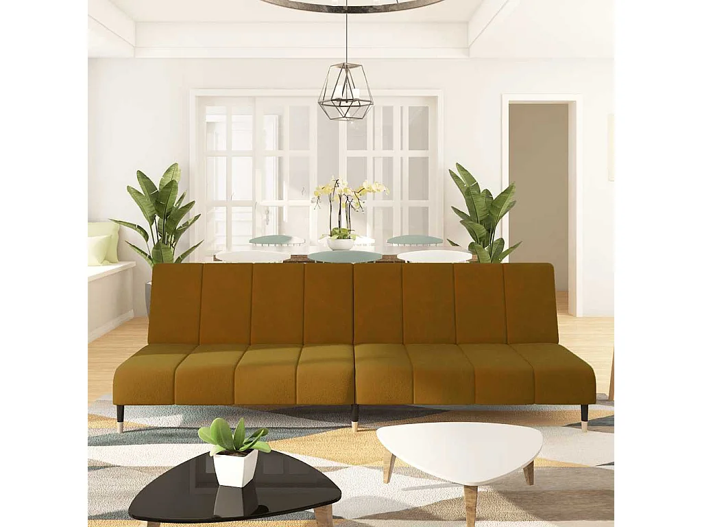 Sofá cama de 2 plazas en terciopelo marrón