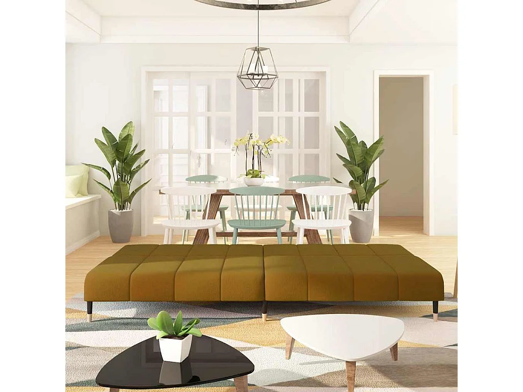 Sofá cama de 2 plazas en terciopelo marrón