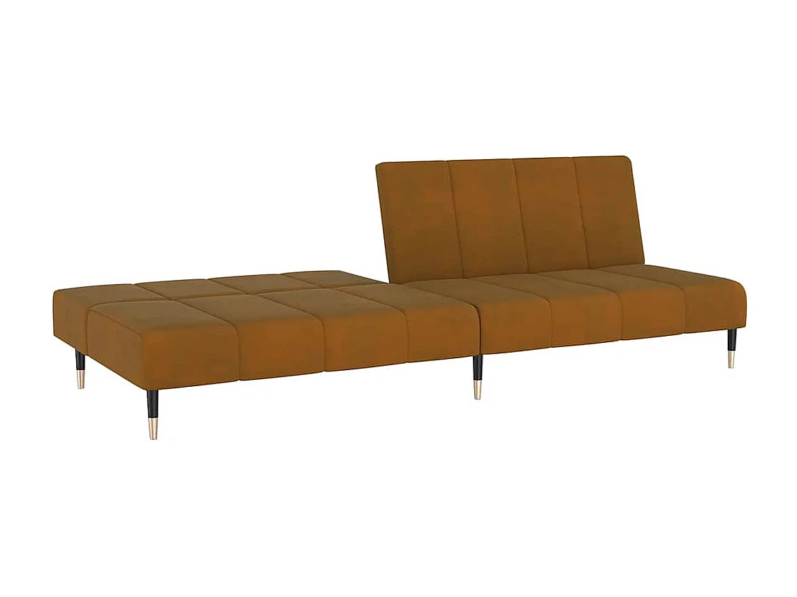 Braunes 2-Sitzer-Schlafsofa aus Samt