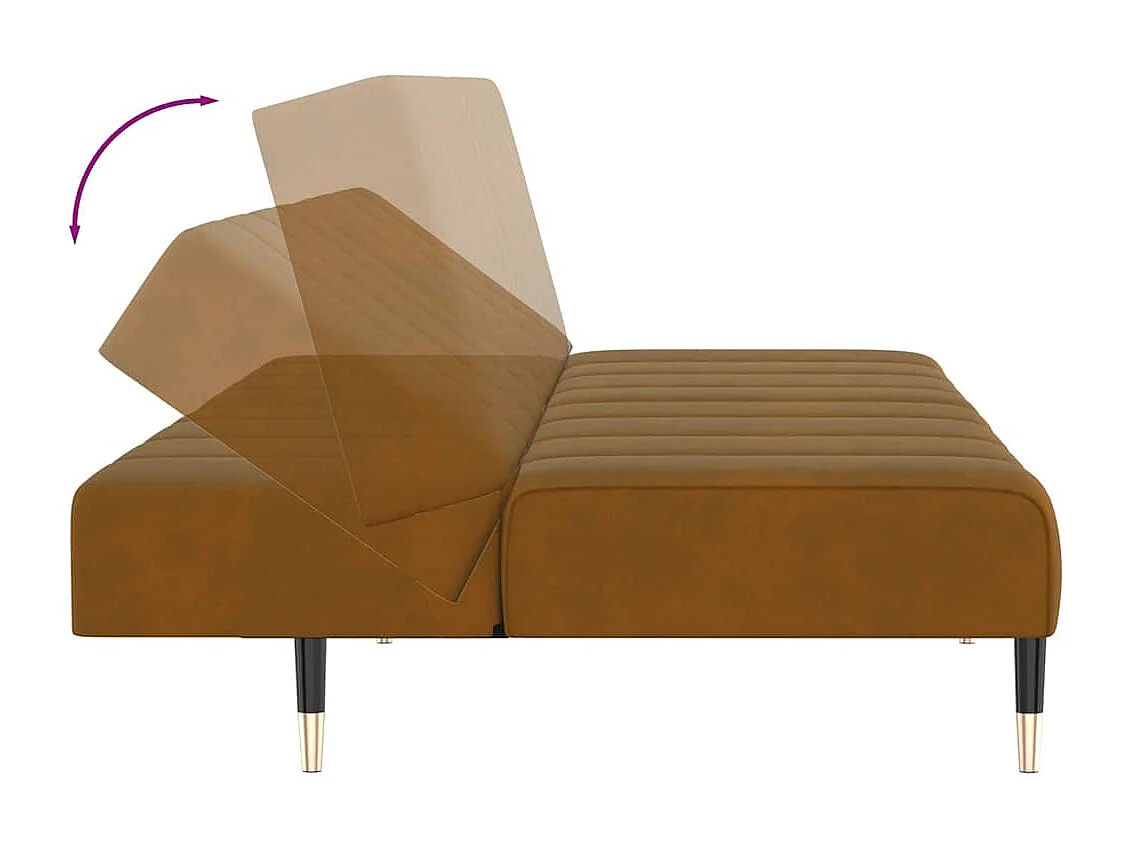 Braunes 2-Sitzer-Schlafsofa aus Samt