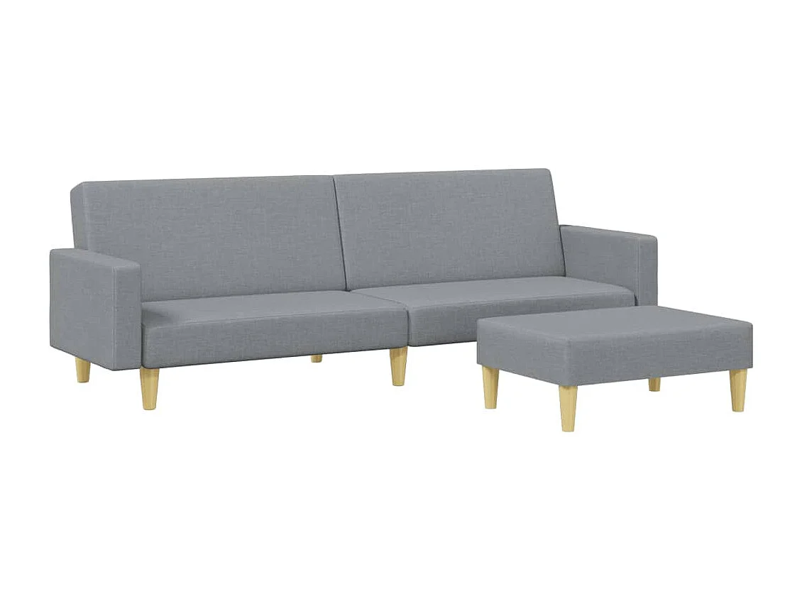 Sofá-cama 2 lugares com apoio para os pés tecido cinza claro