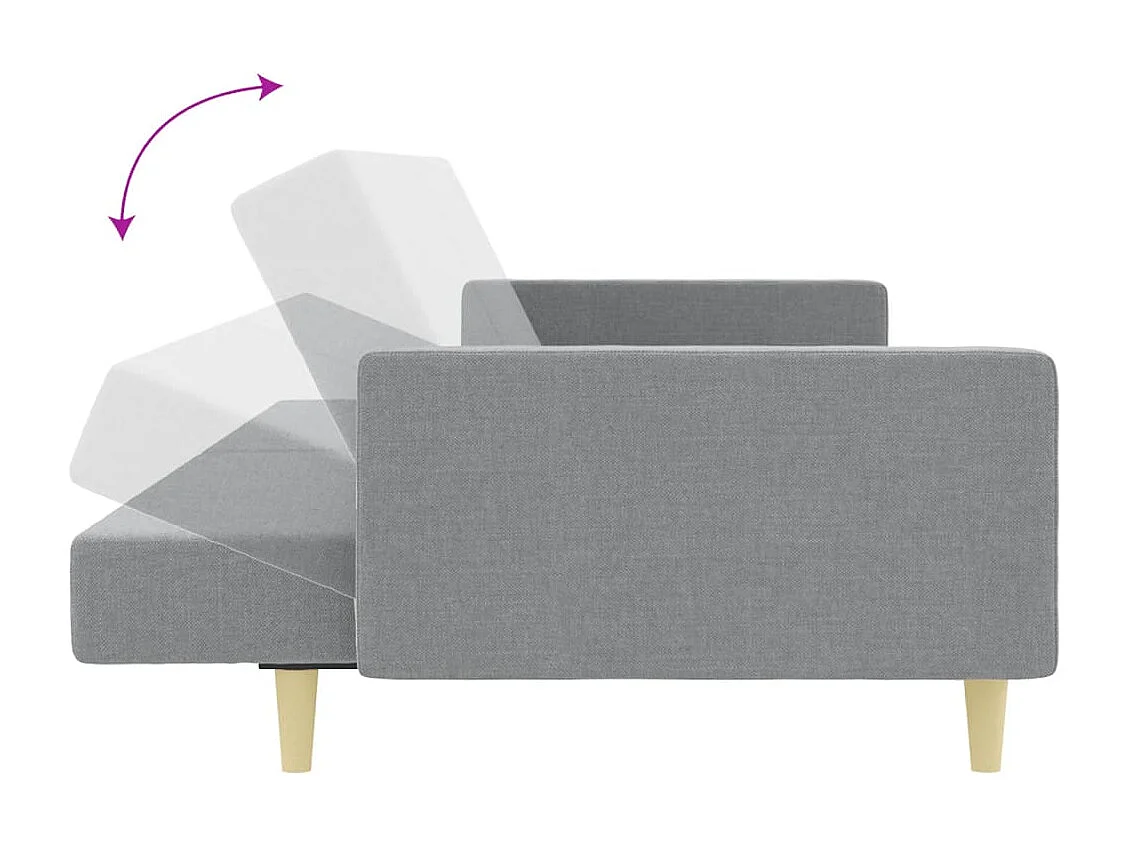 Sofá-cama 2 lugares com apoio para os pés tecido cinza claro