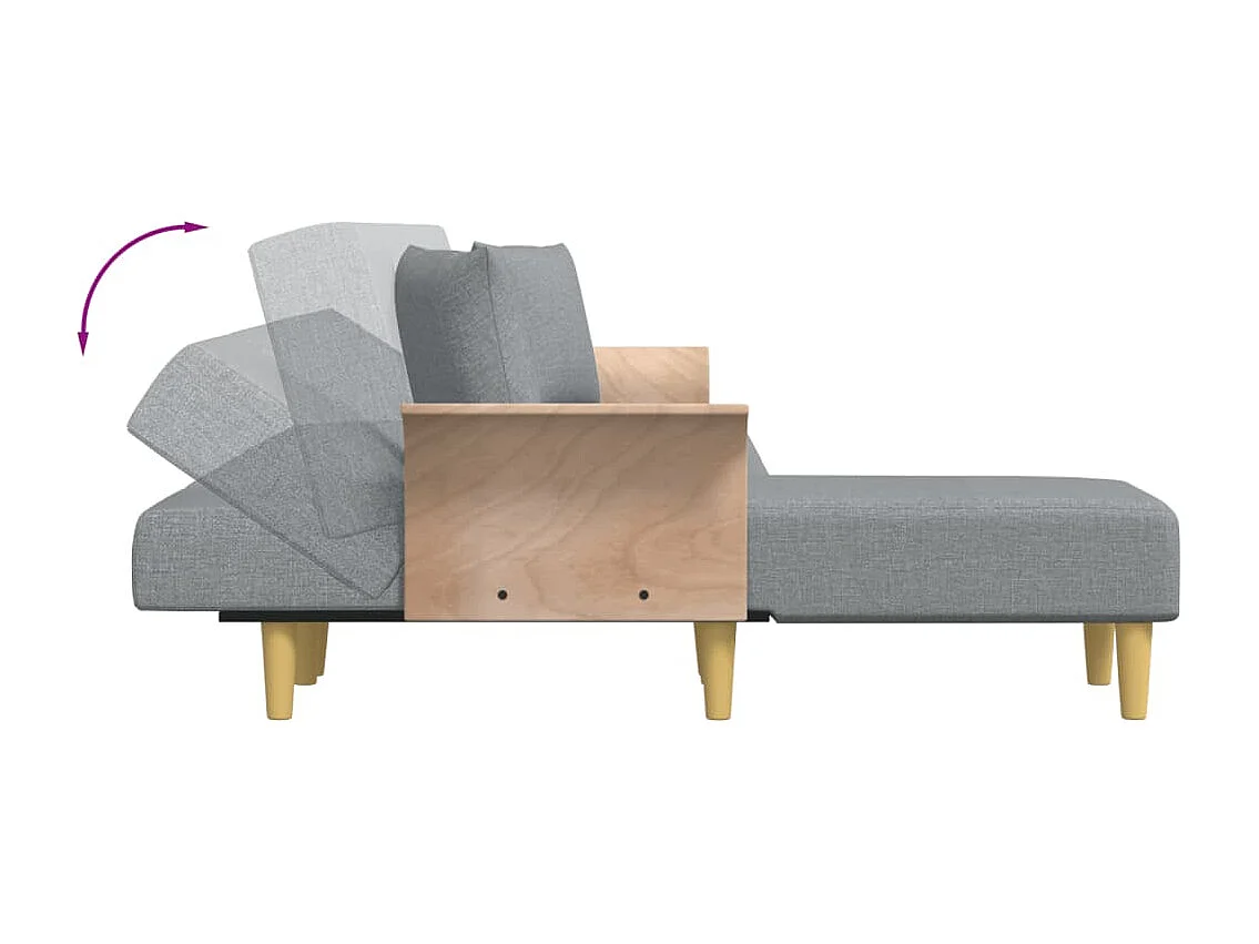 Canapé-lit en forme de L gris clair 279x140x70 cm tissu