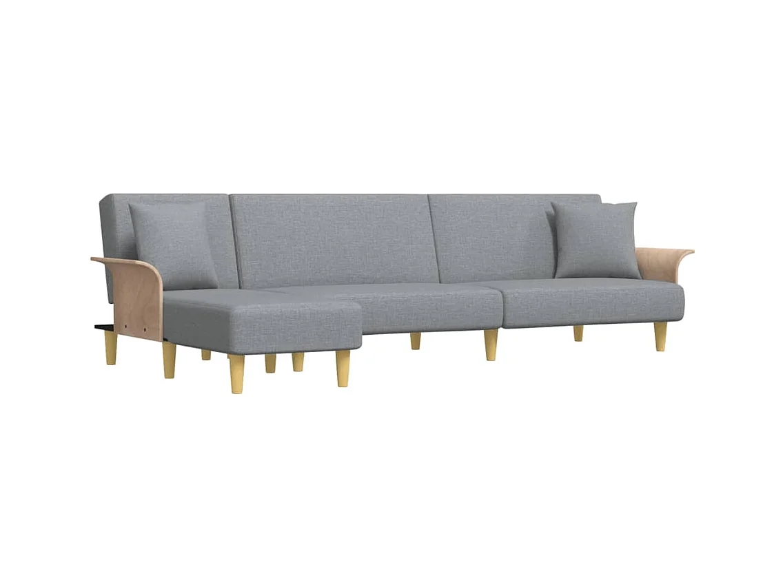 Divano letto a L grigio chiaro tessuto 279x140x70 cm