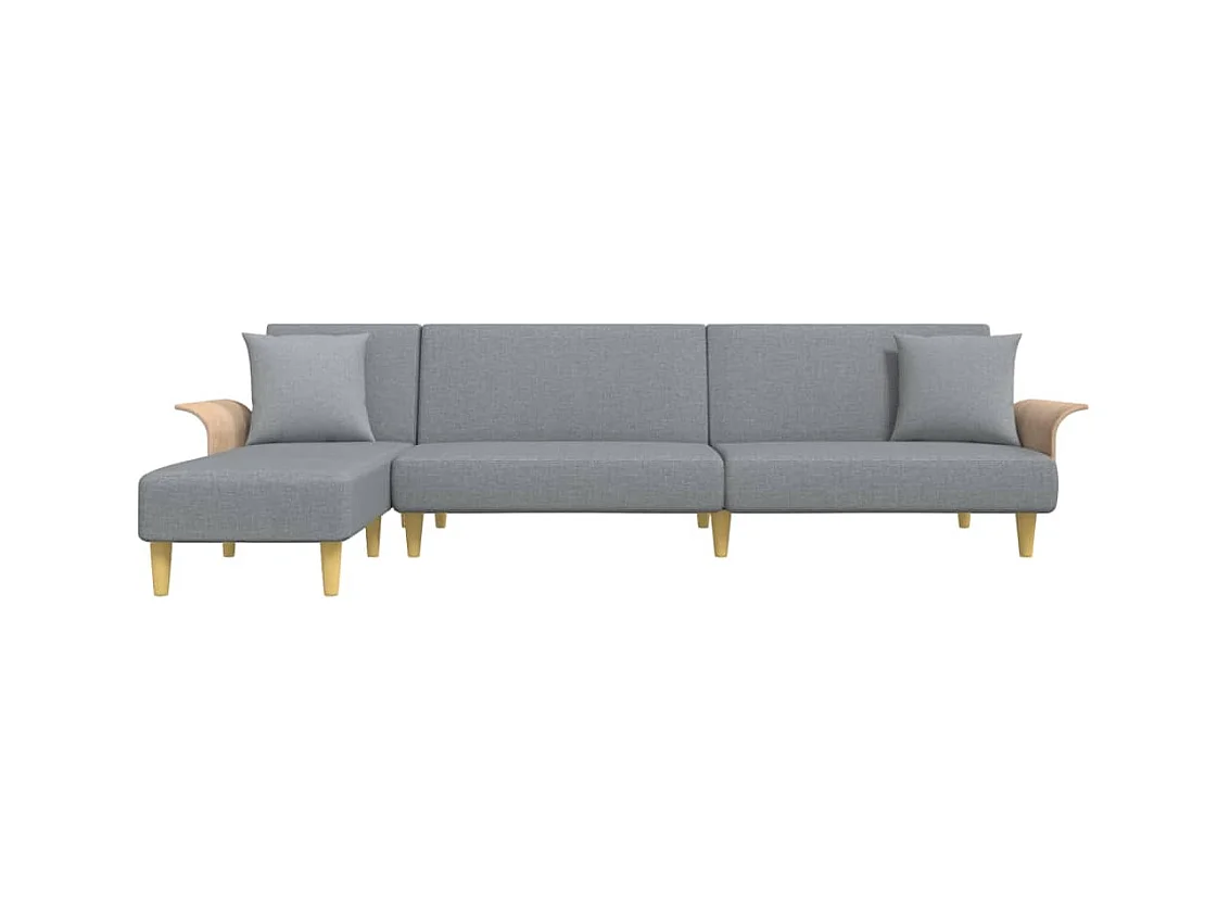 Divano letto a L grigio chiaro tessuto 279x140x70 cm