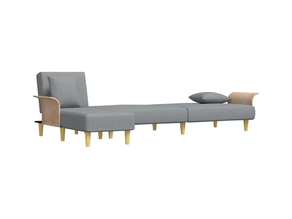 Divano letto a L grigio chiaro tessuto 279x140x70 cm