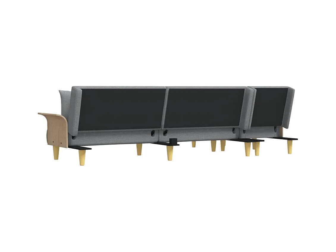 Divano letto a L grigio chiaro tessuto 279x140x70 cm