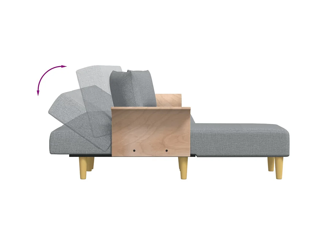 Divano letto a L grigio chiaro tessuto 279x140x70 cm