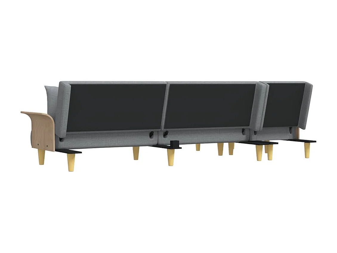 Lichtgrijze L-vormige slaapbank 279x140x70 cm stof