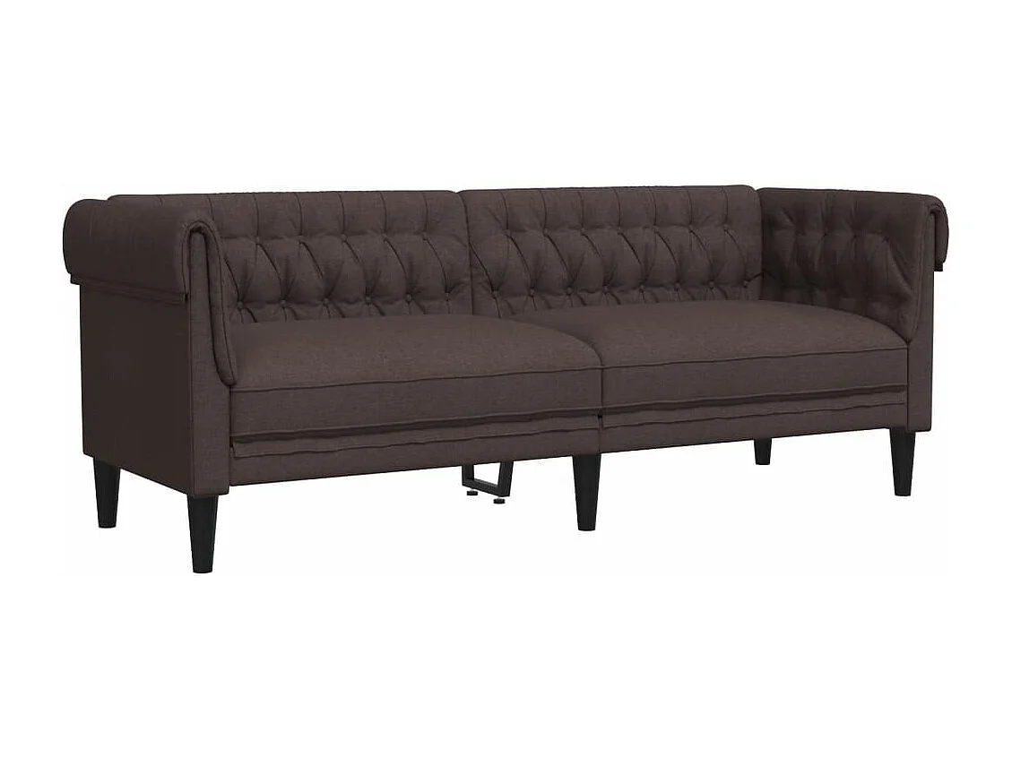 Canapé Chesterfield 3 places marron foncé tissu