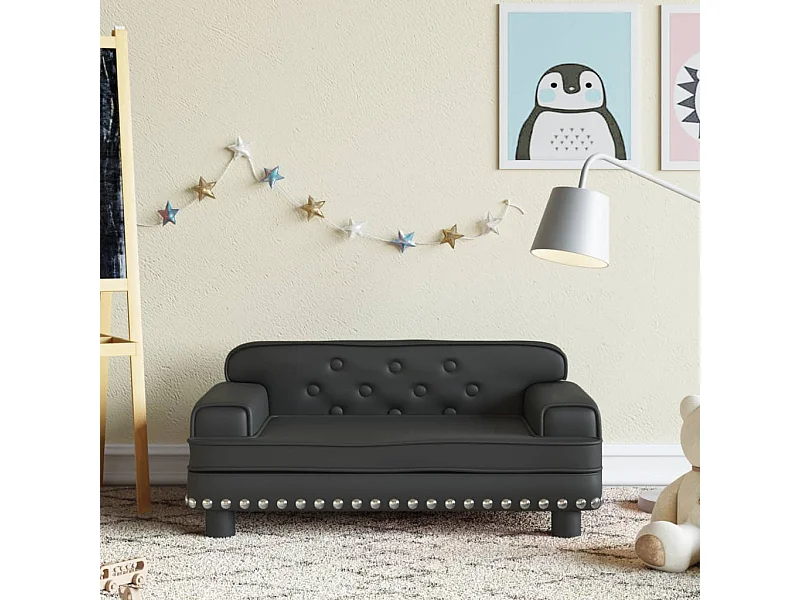 Sofá infantil negro 70x45x30 cm polipiel