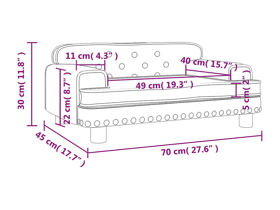 Zwarte kinderbank 70x45x30 cm imitatieleer