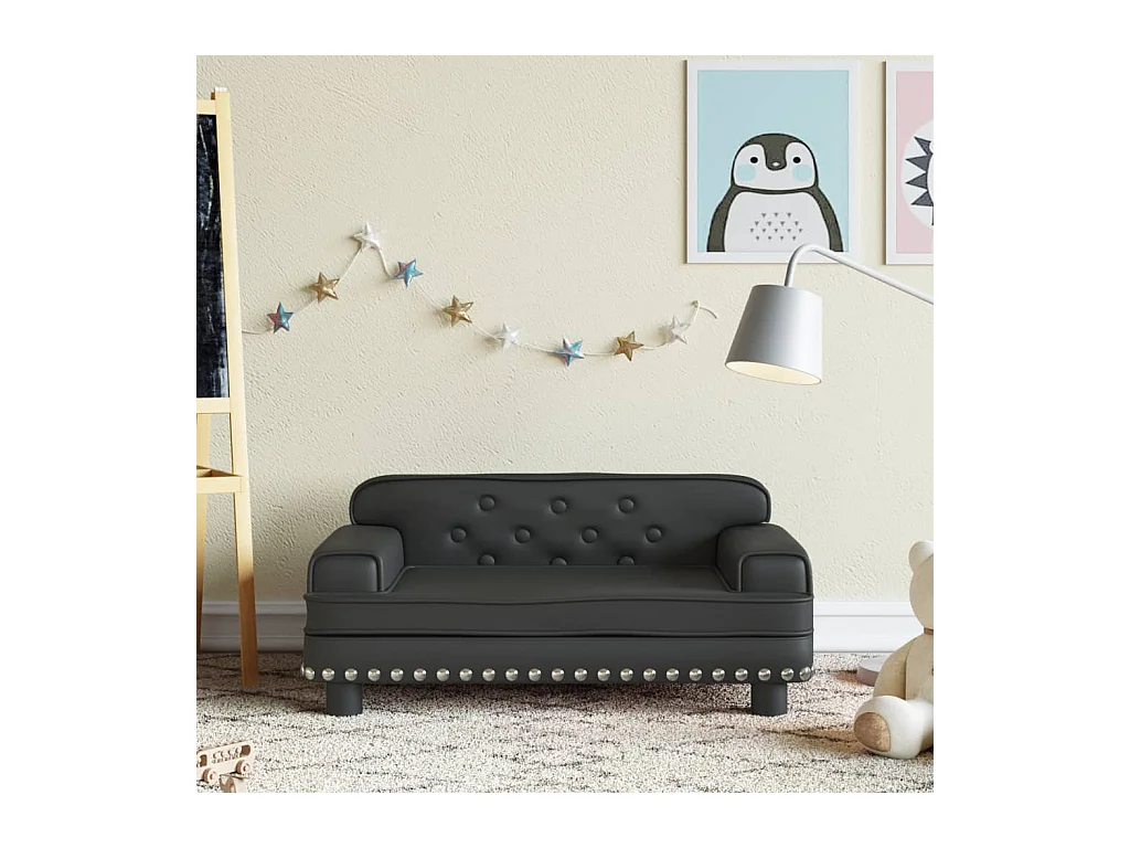 Canapé pour enfants noir 70x45x30 cm similicuir