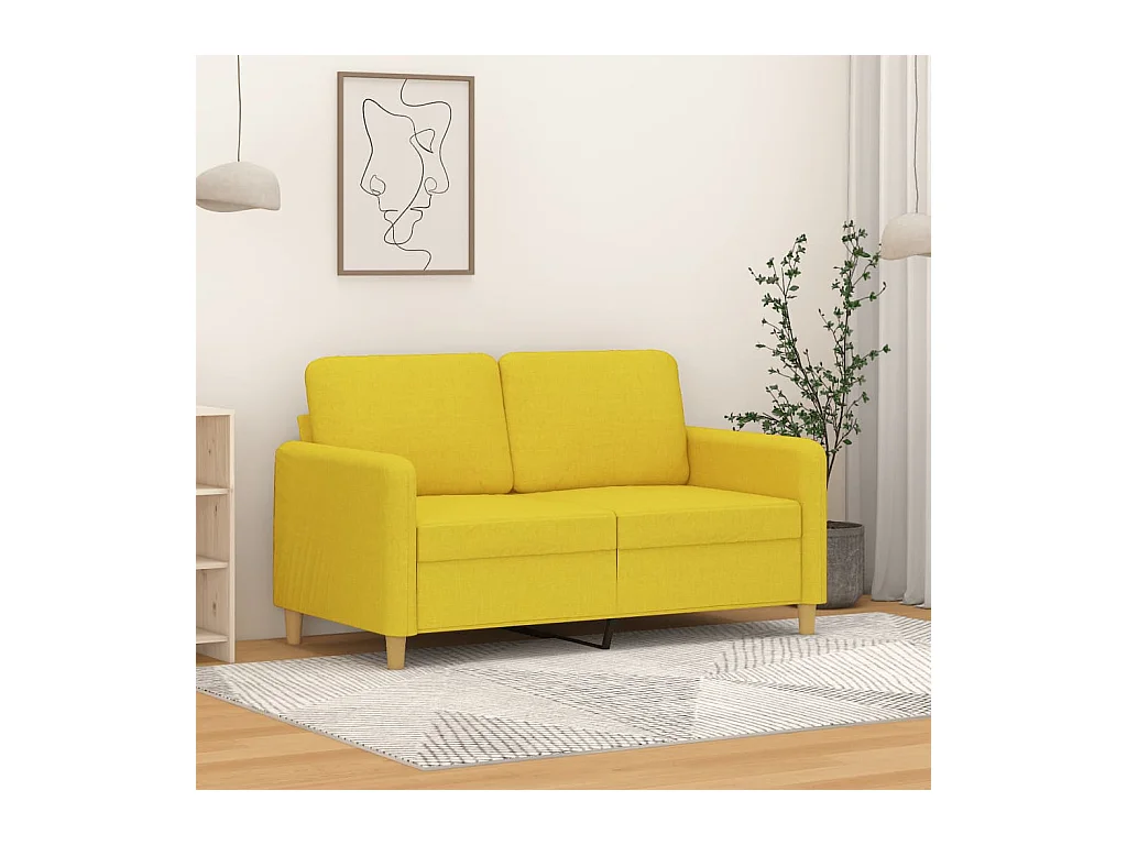 Canapé à 2 places Jaune clair 120 cm Tissu