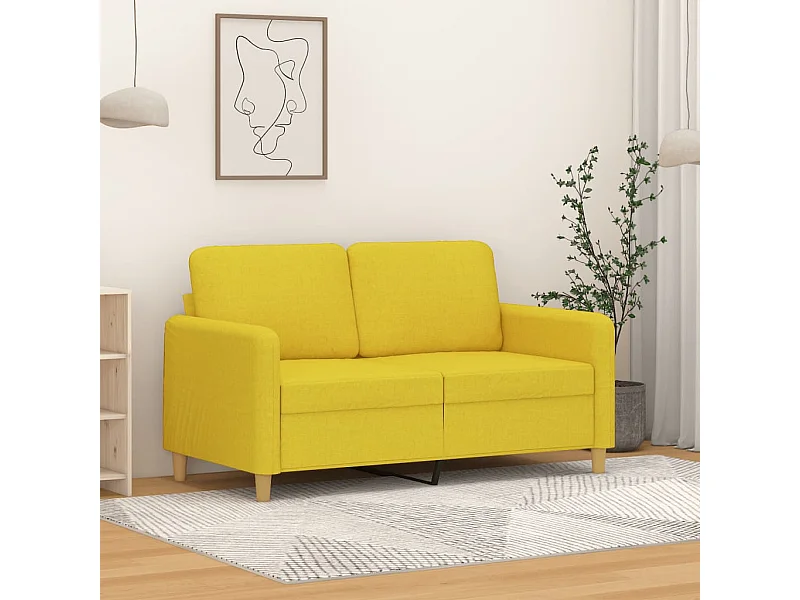 Canapé à 2 places Jaune clair 120 cm Tissu