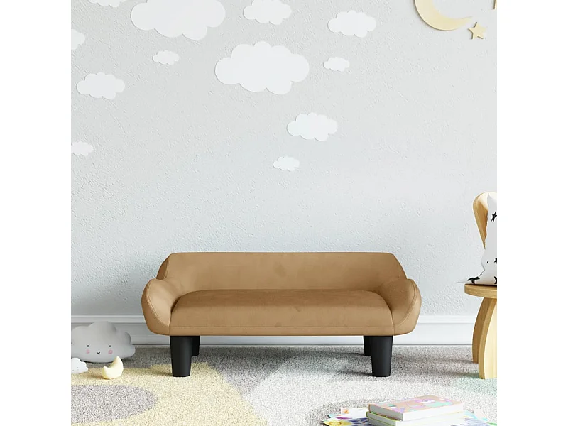 Divano per bambini marrone 70x40x24 cm velluto